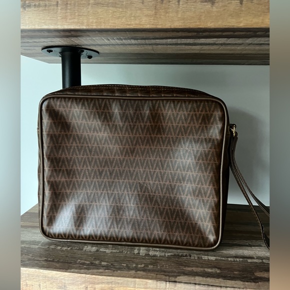 Valentino Monogram Brown Leather Wristlet Clutch Pouch - Picture 6 of 6